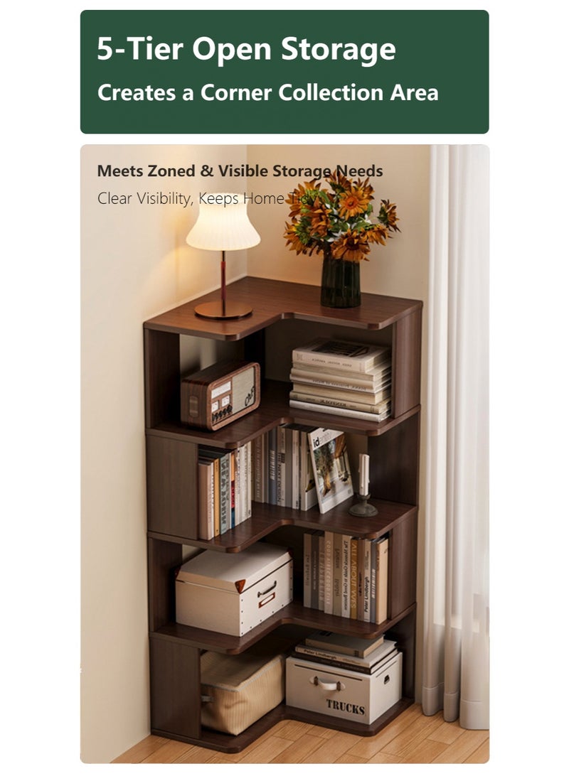 WALALLA Multifunctional Solid Wood Storage Shelf Corner Cabinet, Home Wall Corner Bookcase, Easy-to-Install Multi-Layer Corner Organizer for Living Room, Bedroom, Study, Office Supplies Rack, Utility Racks - Image 2